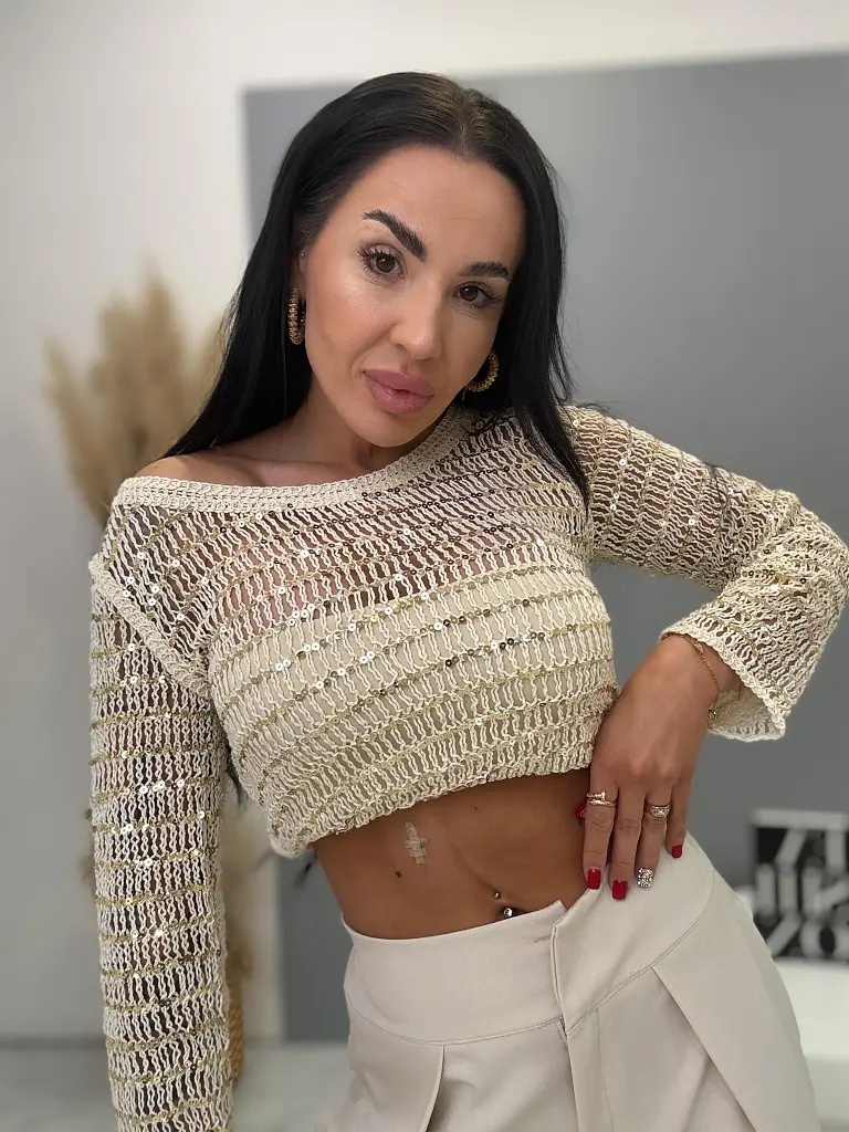 Csillogó hosszú ujjú top ROMA