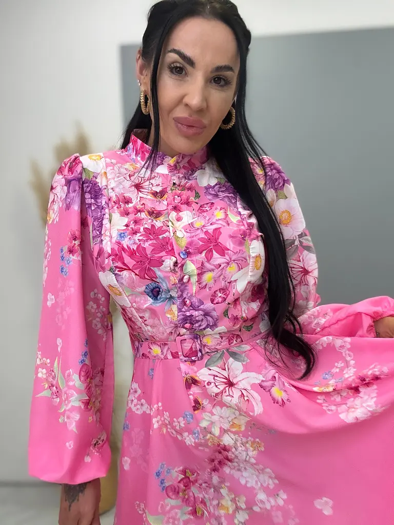 Virágmintás, gombos ruha övvel SUMMER - next