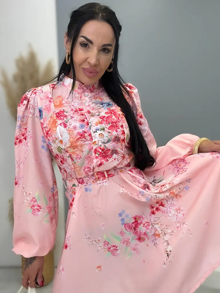 Virágmintás, gombos ruha övvel SUMMER - next