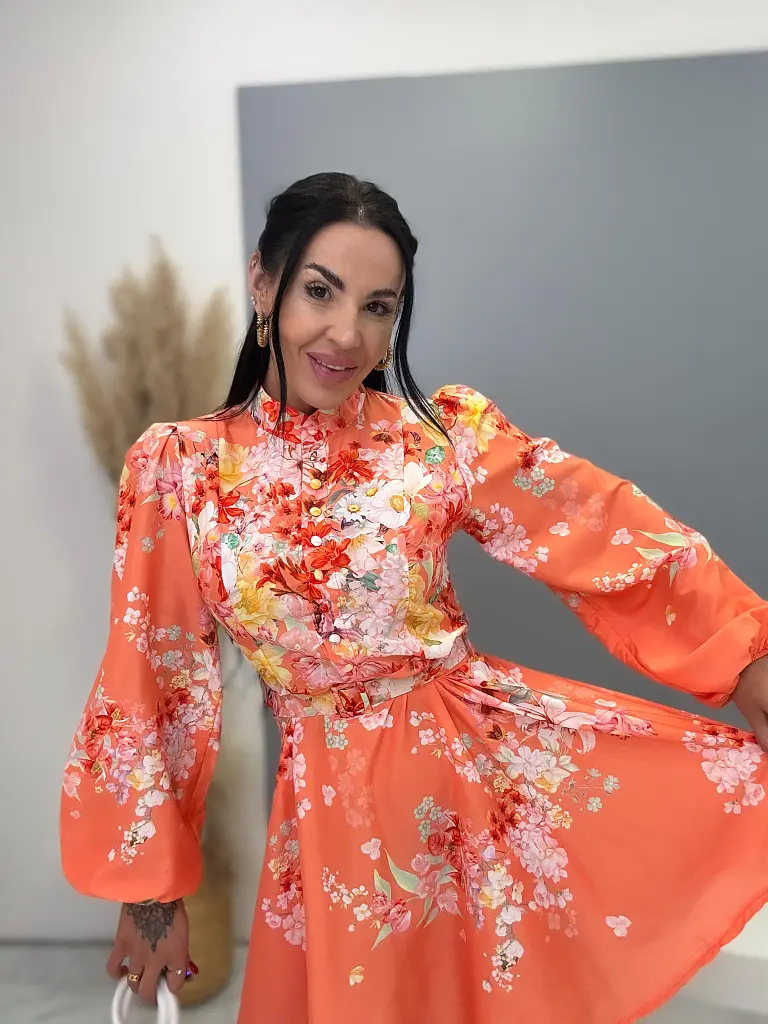 Virágmintás, gombos ruha övvel SUMMER - next