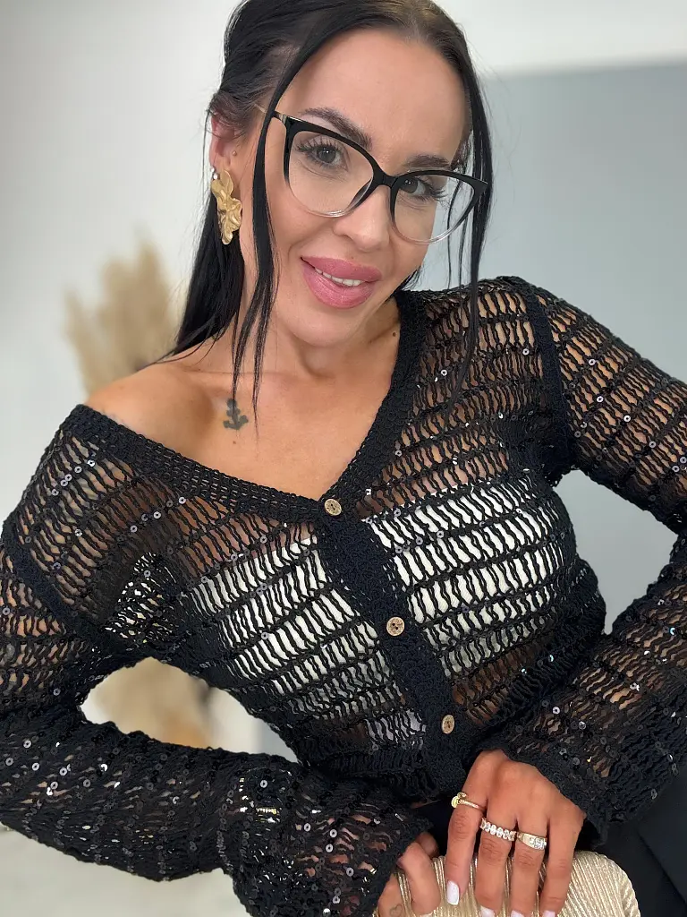 Csillogó hosszú ujjú kardigán ROMA