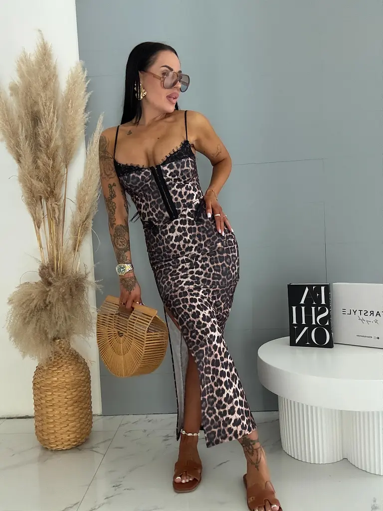 Kétrészes szett leopárdmintával és melltöméssel SIENNA