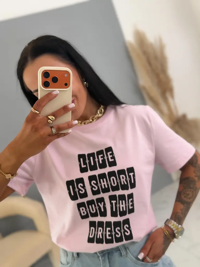 Női póló felirattal LIFE