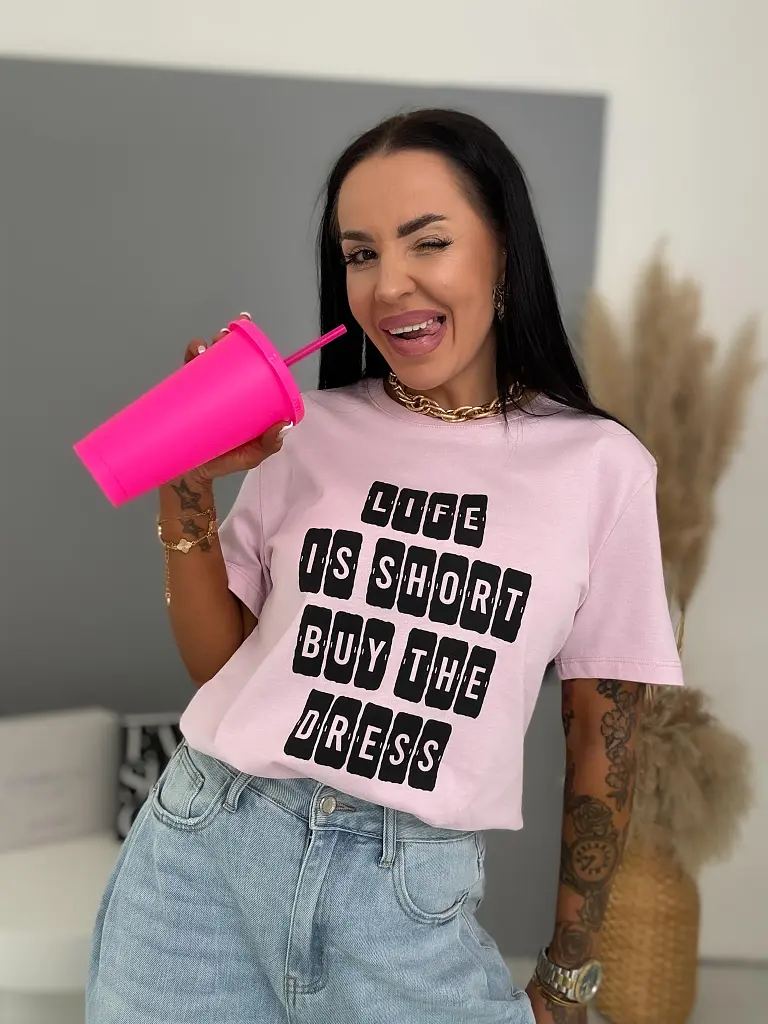 Női póló felirattal LIFE - next