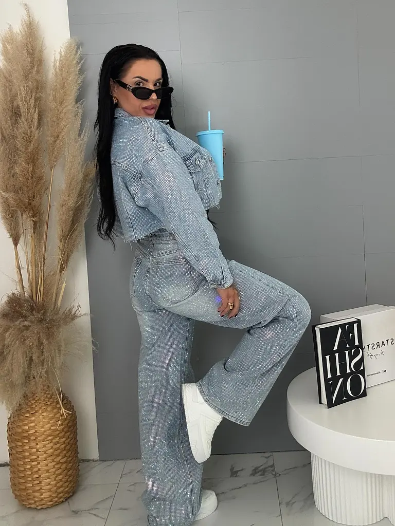 Wide leg strasszköves farmernadrág RAINBOW DIAMANT - next