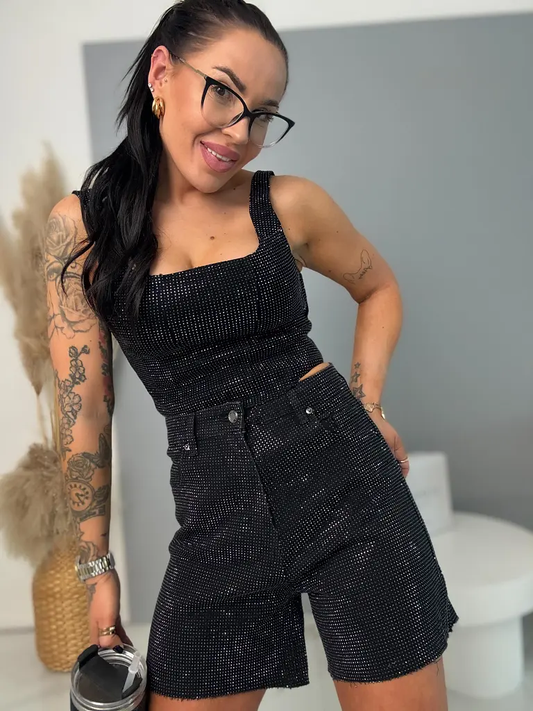 Farmer short strasszokkal DIAMOND BLACK - next