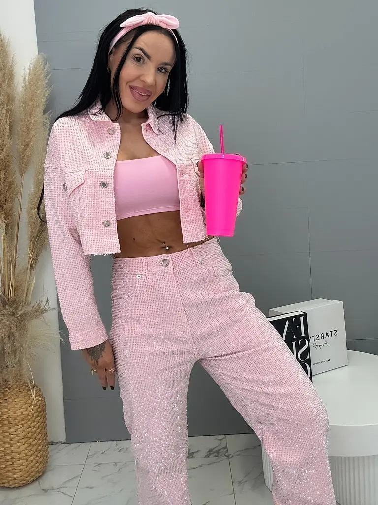 Wide leg strasszköves farmernadrág RAINBOW DIAMANT