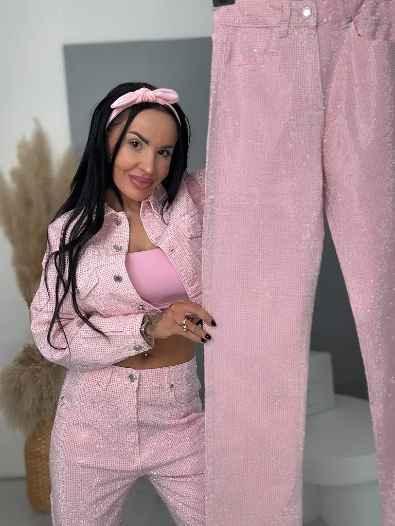 Wide leg strasszköves farmernadrág RAINBOW DIAMANT