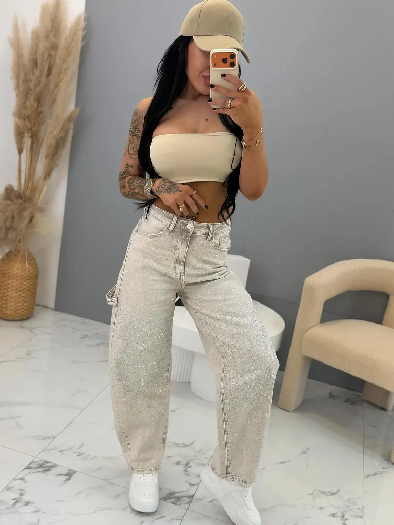 Balón fazonú farmernadrág strasszokkal SPARKLE