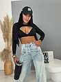 Hosszú ujjú crop-top melltöméssel MARCELLA