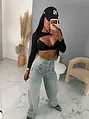 Hosszú ujjú crop-top melltöméssel MARCELLA