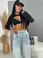Hosszú ujjú crop-top melltöméssel MARCELLA