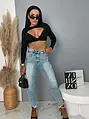 Hosszú ujjú crop-top melltöméssel MARCELLA