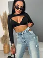 Hosszú ujjú crop-top melltöméssel MARCELLA