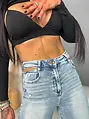Hosszú ujjú crop-top melltöméssel MARCELLA