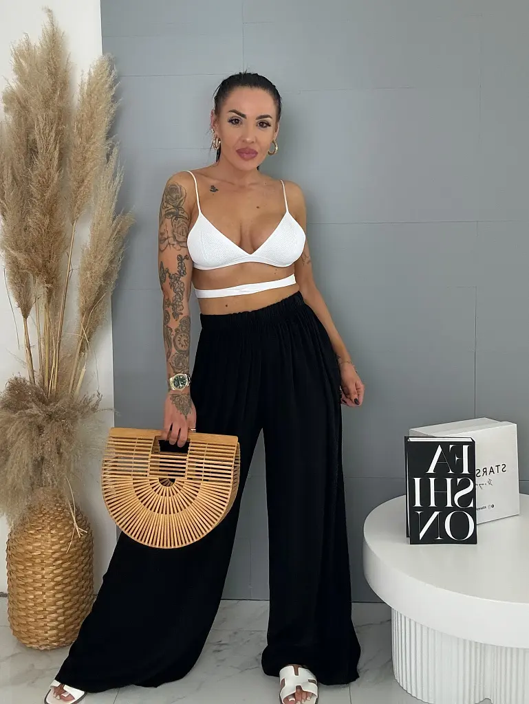 Floving fekete gumis derekú nadrág ARIA