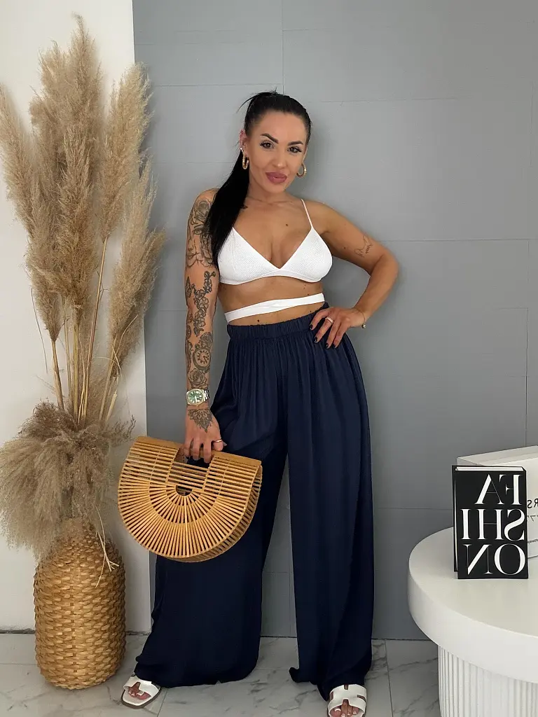 Floving sötétkék gumis derekú nadrág ARIA - next