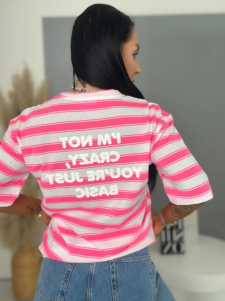 Női csíkos póló felirattal NEO STRIP