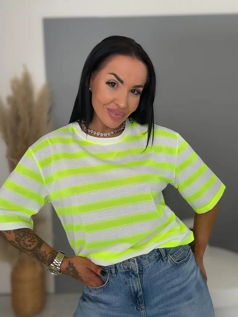 Női csíkos póló felirattal NEO STRIP - next