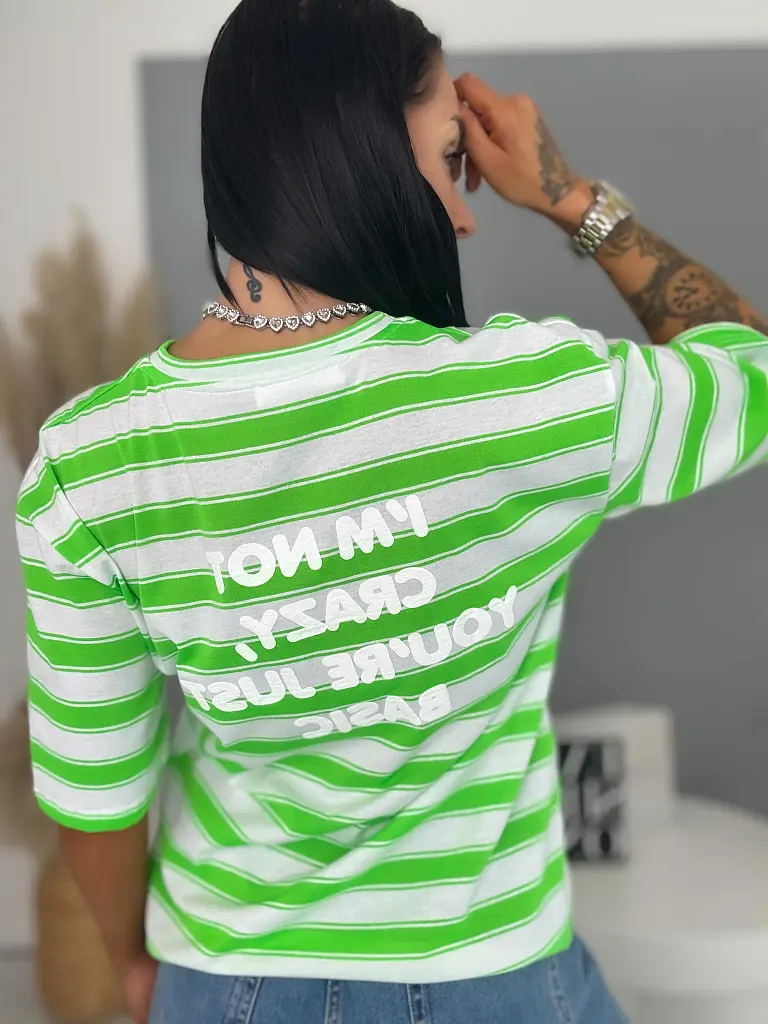 Női csíkos póló felirattal NEO STRIP