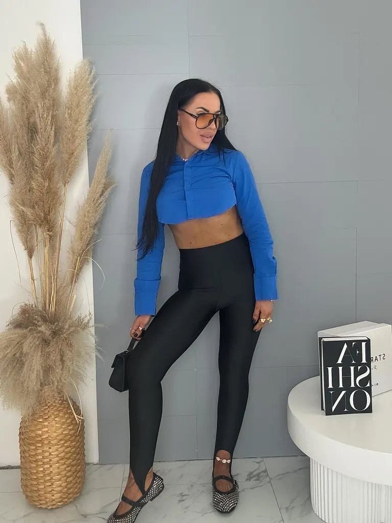 Magas derekú csillogó anyagú leggings STARS