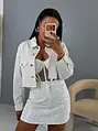 White crop denim kabát strasszkövekkel ICE CRYSTAL 