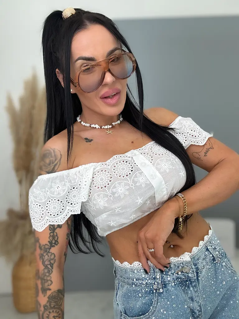 Fehér madeira top ARIEL