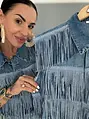 Denim mellény strasszkövekkel és rojtokkal díszített WESTERN