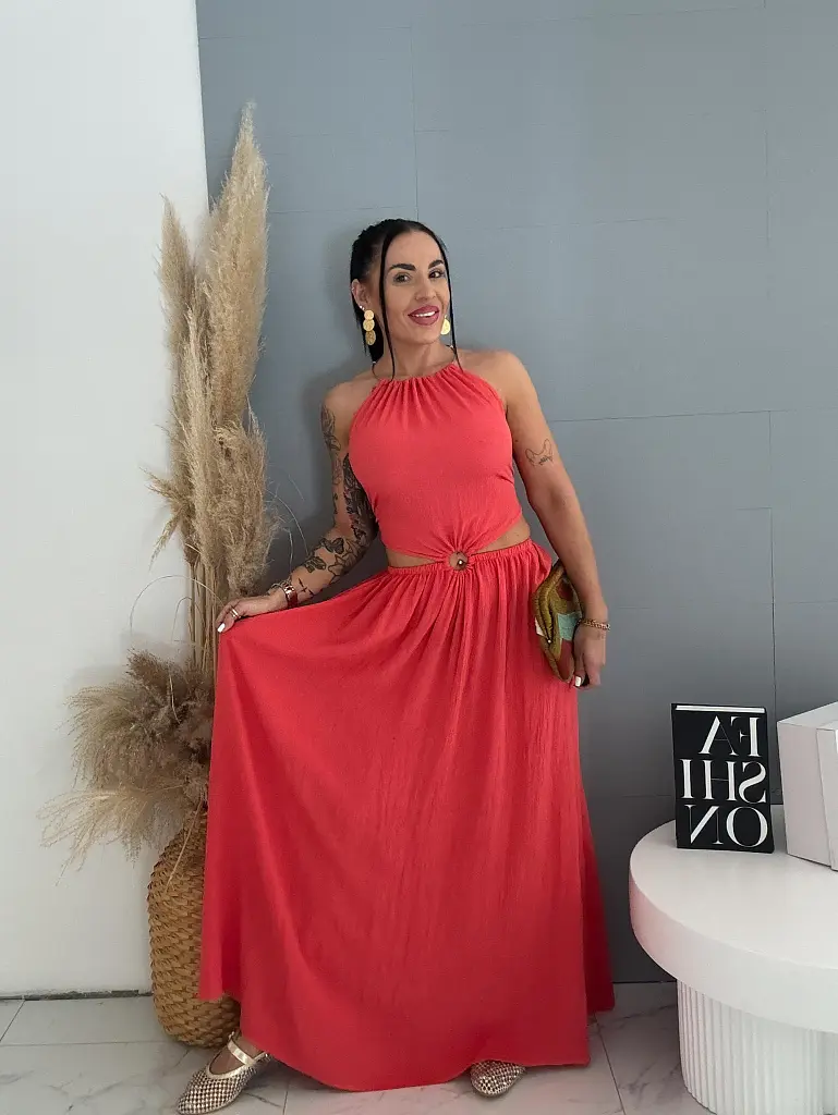 Nyitott hátú hosszú cut-out ruha MILA