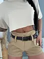 Chino khaki rövidnádrág övvel 