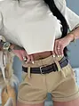 Chino khaki rövidnádrág övvel 