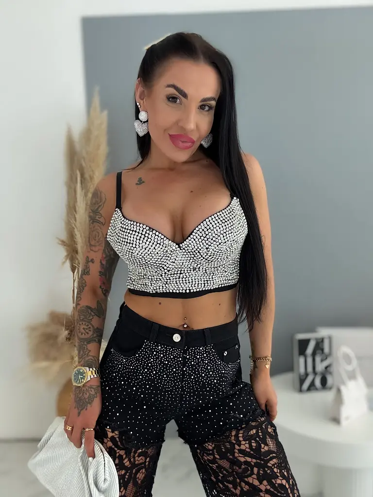Kövekkel díszített bralet top LIZZY