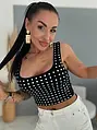 Crop-top ezüst kövekkel díszítve BLANCA