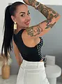 Crop-top ezüst kövekkel díszítve BLANCA