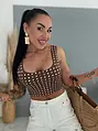 Crop-top ezüst kövekkel díszítve BLANCA
