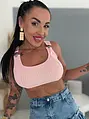 Bordázott crop top működő csatos pántokkal CAPRI