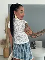 Csipkével díszített farmer skort PIXIE