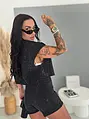 Crop denim mellény strasszkövekkel CRYSTAL
