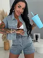 Crop denim mellény strasszkövekkel CRYSTAL