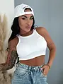 Fehér bordázott crop-top AUDRY