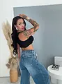 Bordázott crop top működő csatos pántokkal CAPRI