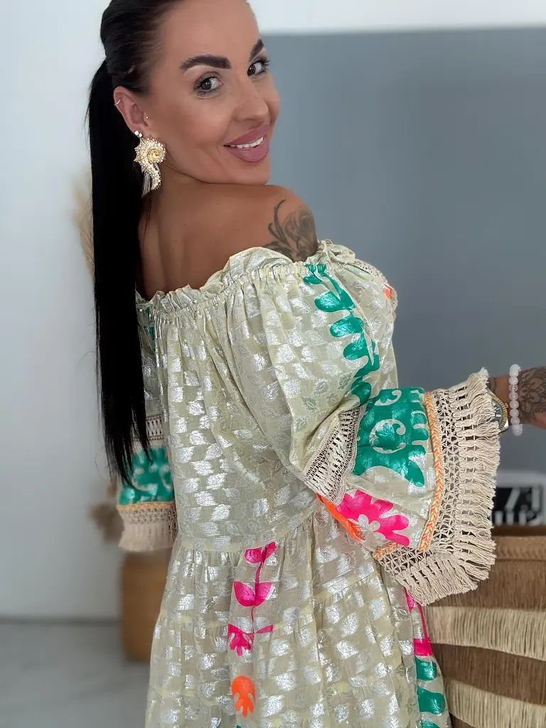 Mintás rojtos boho stílusú ruha HANGA - next