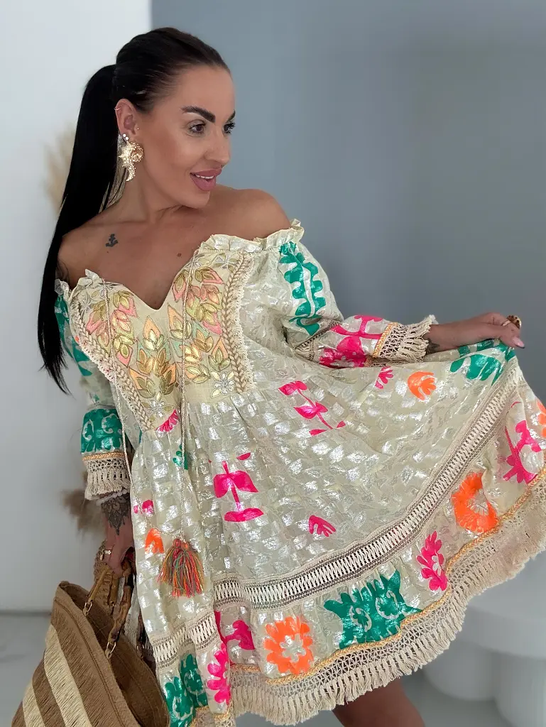 Mintás rojtos boho stílusú ruha HANGA