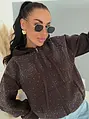 Barna cipzáras kapucnis felső kövekkel GLAM