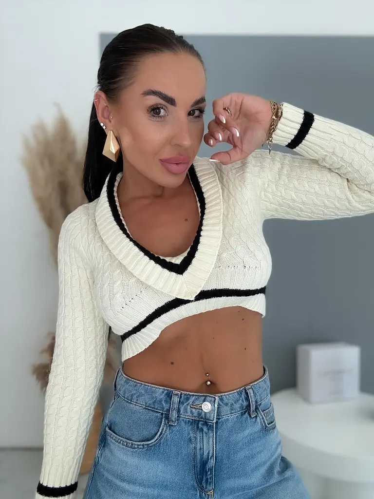Női kötött crop pulóver NORA