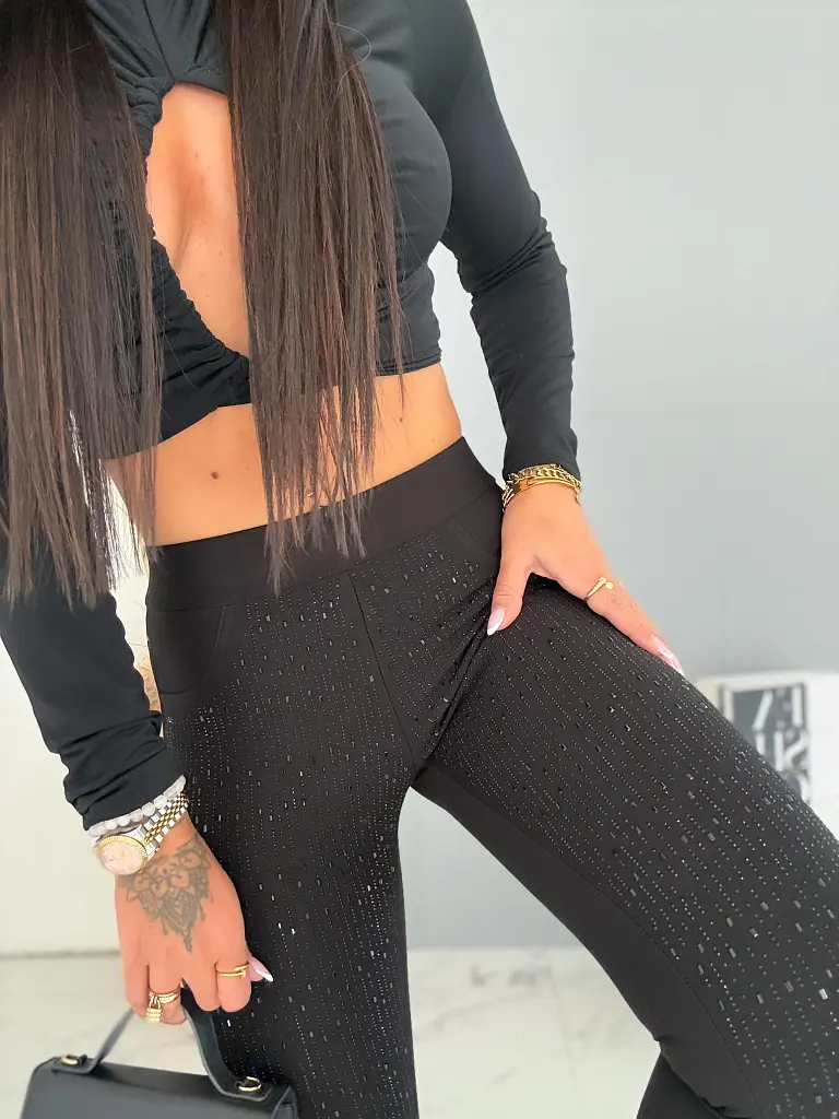 Leggings fekete strasszkövekkel INA - next