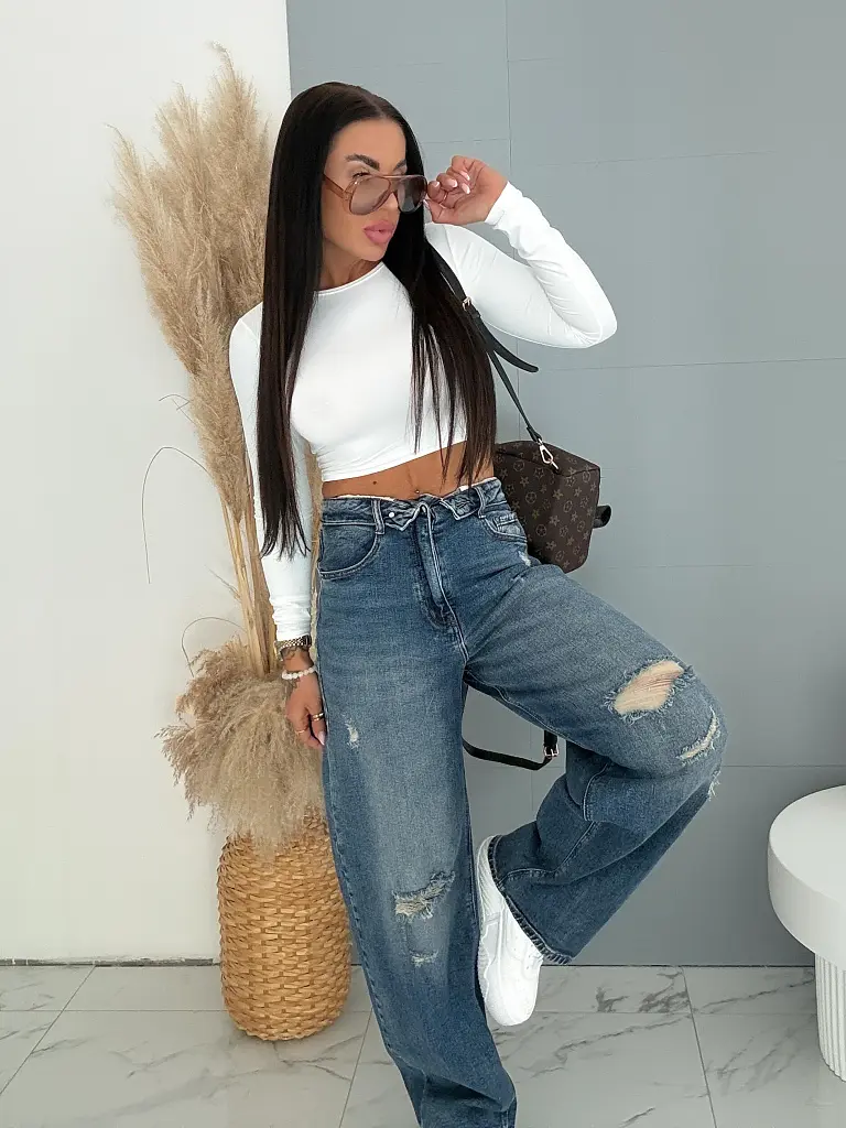 Szaggatott magas derekú baggy fit farmer RINA