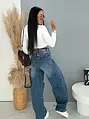 Szaggatott magas derekú baggy fit farmer RINA