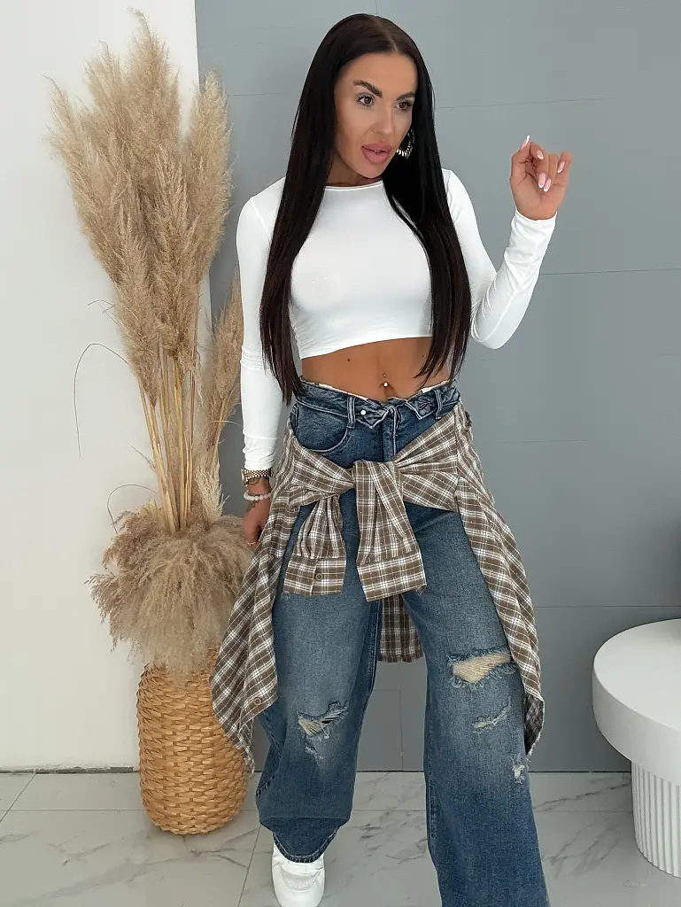 Szaggatott magas derekú baggy fit farmer RINA - next