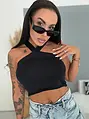 Csillogós crop top X pánttal STARRY
